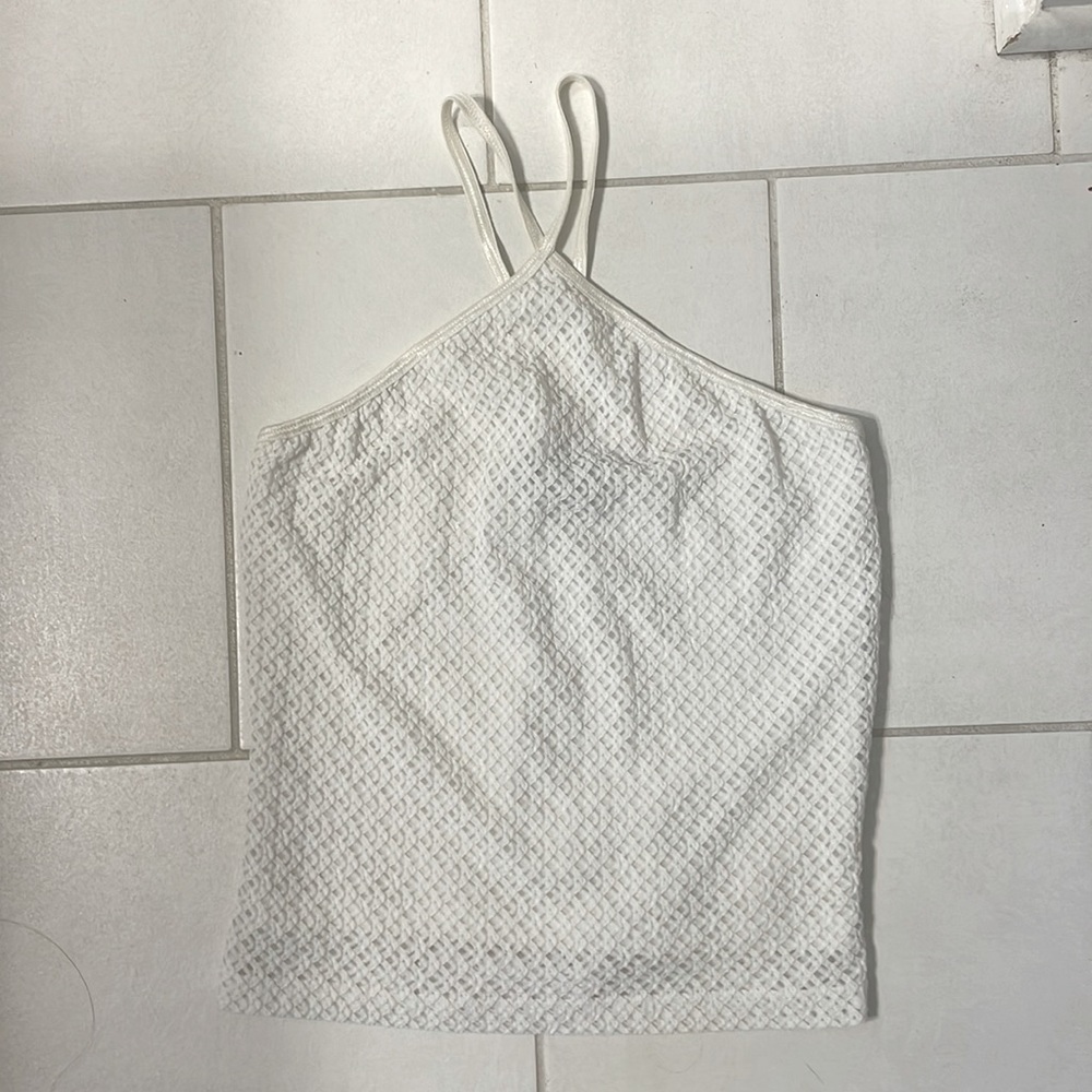 White Bebe halter top lightly used in good condition